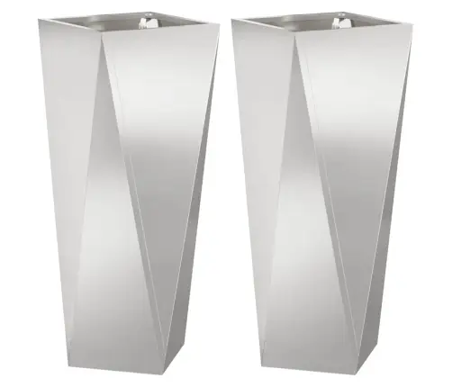 Puķu Kaste 2 Pcs Sudraba 30 X 30 X 75 Cm Nerūsējošs Tērauds Vidaxl
