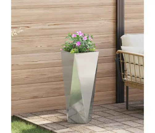 Puķu Kaste Sudraba 30 X 30 X 75 Cm Cinkots Tērauds Vidaxl