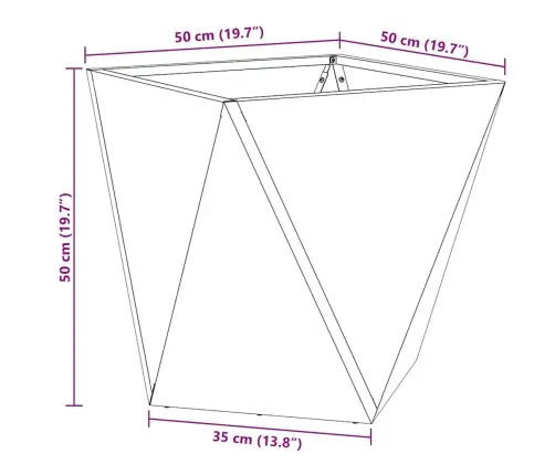Puķu Kaste 2 Pcs Rūsa 50 X 50 X 50 Cm Novecināts Tērauds Vidaxl