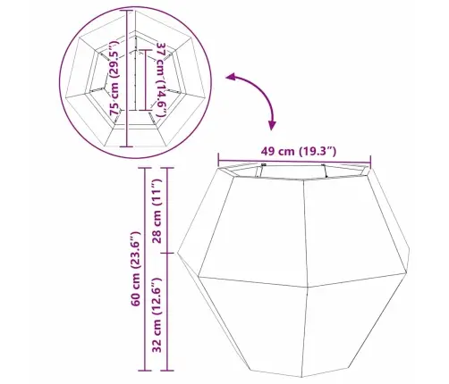 Puķu Kaste 2 Pcs Rūsa 75 X 75 X 60 Cm Novecināts Tērauds Vidaxl