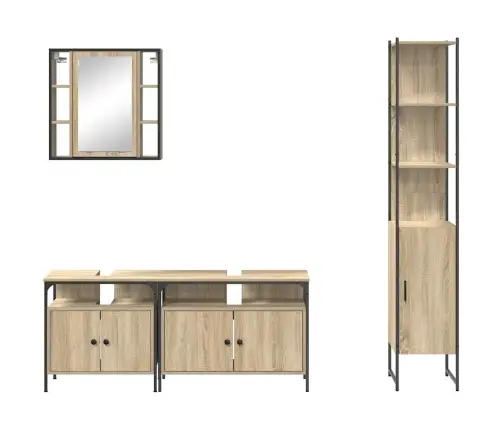 Vannas Istabas Mēbeļu Komplekts Ar Plauktu 4 Pcs Sonomas Ozola Vidaxl