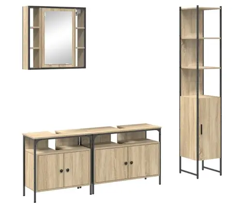 Vannas Istabas Mēbeļu Komplekts Ar Plauktu 4 Pcs Sonomas Ozola Vidaxl