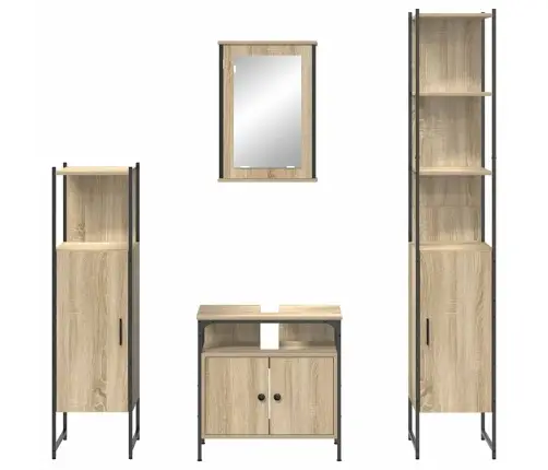 Vonios Baldų Rinkinys 4 Pcs Sonoma Ąžuolas 33 X 33 X 185.5 Cm Vonios Baldų Rinkinys 4 Pcs Sonoma Ąžuolas 33 X 33 X 185.5 Cm