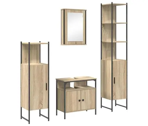 Vonios Baldų Rinkinys 4 Pcs Sonoma Ąžuolas 33 X 33 X 185.5 Cm Vonios Baldų Rinkinys 4 Pcs Sonoma Ąžuolas 33 X 33 X 185.5 Cm