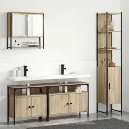 Vannitoa Mööbleset Riiuliga Uksega 4 Pcs Sonoma Tamm Keskmine