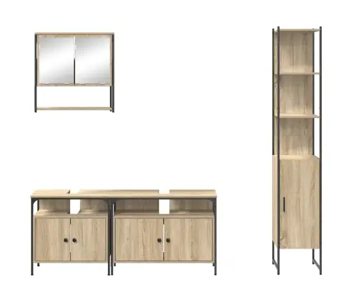 Vannas Istabas Mēbeļu Komplekts 4 Pcs Sonomas Ozola Vidējs Vidaxl