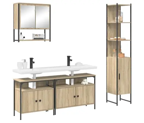 Vannas Istabas Mēbeļu Komplekts 4 Pcs Sonomas Ozola Vidējs Vidaxl