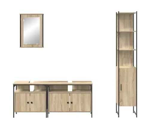 Vannas Istabas Mēbeļu Komplekts Ar Plauktu 4 Pcs Sonomas Ozola Vidaxl