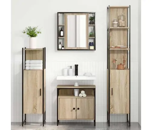 Vannas Istabas Mēbeļu Komplekts Ar Plauktu 4 Pcs Sonomas Ozola Vidaxl