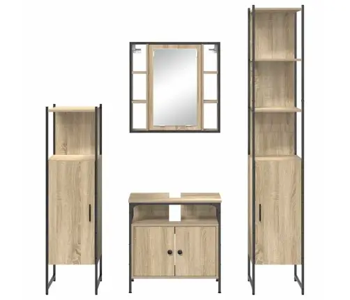 Vannas Istabas Mēbeļu Komplekts Ar Plauktu 4 Pcs Sonomas Ozola Vidaxl