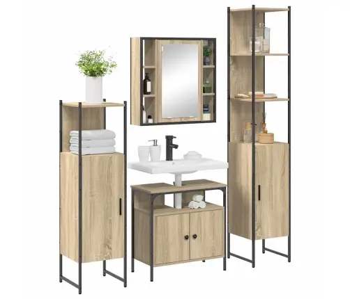 Vannas Istabas Mēbeļu Komplekts Ar Plauktu 4 Pcs Sonomas Ozola Vidaxl