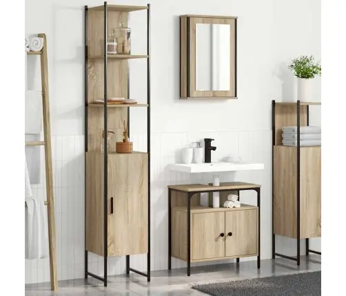 Vannas Istabas Mēbeļu Komplekts Ar Plauktu 3 Pcs Sonomas Ozola Vidaxl