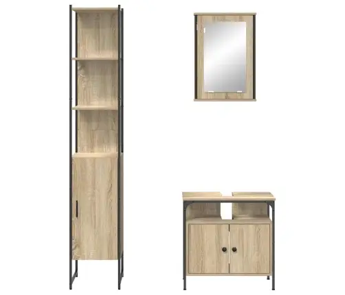 Vannas Istabas Mēbeļu Komplekts Ar Plauktu 3 Pcs Sonomas Ozola Vidaxl