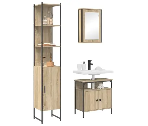 Vannas Istabas Mēbeļu Komplekts Ar Plauktu 3 Pcs Sonomas Ozola Vidaxl