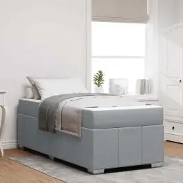 Gultas Rāmis Ar Matraci Gaiši Pelēka 90 X 190 Cm Audums Vidaxl