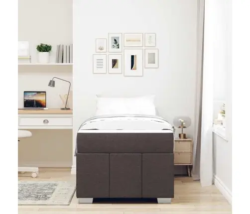 Lovos Rėmas Su Čiužiniu Tamsiai Rudas 90 X 190 Cm Audinys