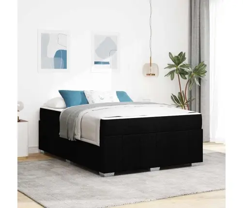 Voodi Raam Madratsiga Must 140 X 200 Cm Kangas