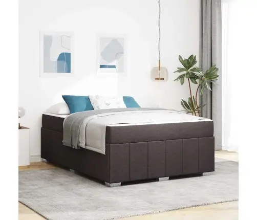 Voodi Raam Madratsiga Tume Pruun 160 X 200 Cm Kangas