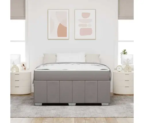 Gultas Rāmis Pelēkbrūna 160 X 200 Cm Audums Vidaxl