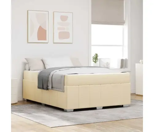 Gultas Rāmis Krēmkrāsa 160 X 200 Cm Audums Vidaxl