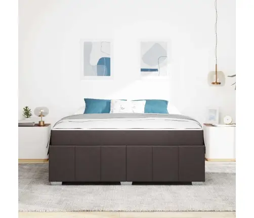 Gultas Rāmis Ar Matraci Tumši Brūna 180 X 200 Cm Audums Vidaxl
