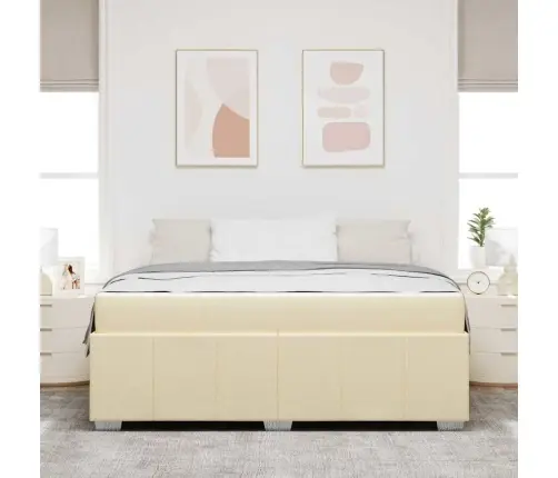 Gultas Rāmis Krēmkrāsa 180 X 200 Cm Audums Vidaxl