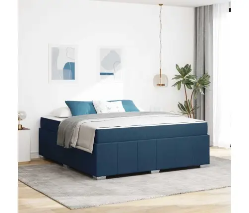 Gultas Rāmis Zila 180 X 200 Cm Audums Vidaxl
