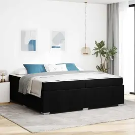 Gultas Rāmis Ar Matraci Melna 200 X 200 Cm Audums Vidaxl Gultas Rāmis Ar Matraci Melna 200 X 200 Cm Audums Vidaxl