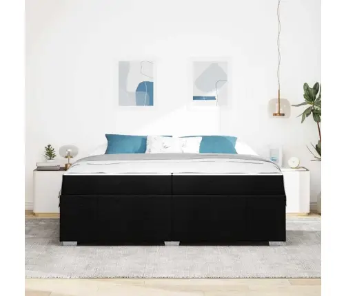 Voodi Raam Madratsiga Must 200 X 200 Cm Kangas