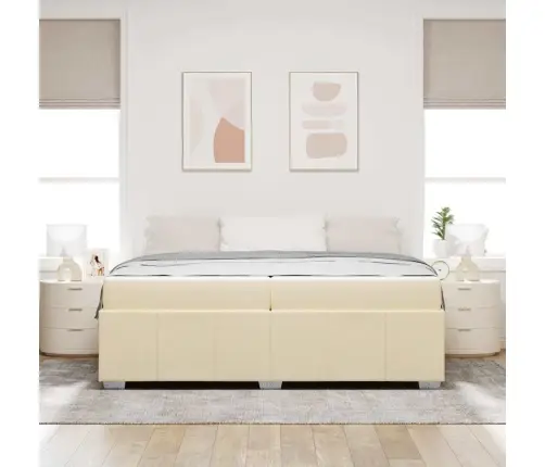 Gultas Rāmis Krēmkrāsa 200 X 200 Cm Audums Vidaxl