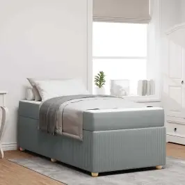 Gultas Rāmis Ar Matraci Gaiši Pelēka 90 X 190 Cm Audums Vidaxl Gultas Rāmis Ar Matraci Gaiši Pelēka 90 X 190 Cm Audums Vidaxl