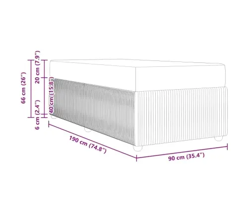 Gultas Rāmis Cits Pelēkbrūna 90 X 190 Cm Audums Vidaxl