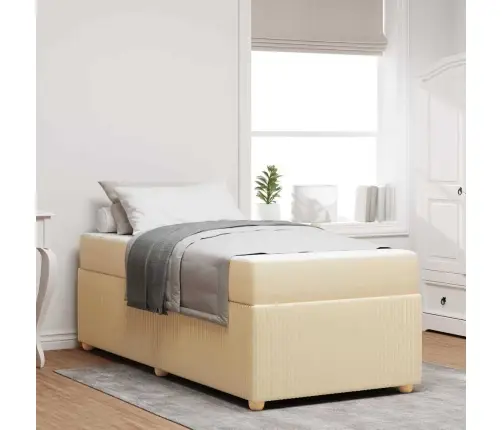 Gultas Rāmis Ar Matraci Ar Matraci Krēmkrāsa 90 X 190 Cm Audums Vidaxl