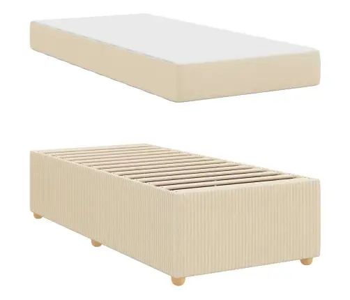 Voodi Raam Madratsiga Cream 90 X 190 Cm Kangas