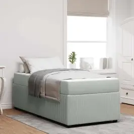 Voodi Raam Madratsiga Helehall 90 X 190 Cm Kangas