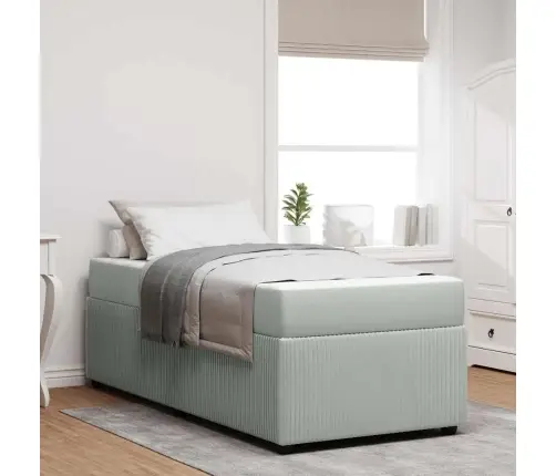 Voodi Raam Madratsiga Helehall 90 X 190 Cm Kangas