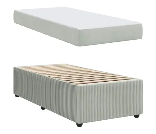 Voodi Raam Madratsiga Helehall 90 X 190 Cm Kangas