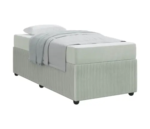 Voodi Raam Madratsiga Helehall 90 X 190 Cm Kangas