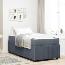 Gultas Rāmis Ar Matraci Tumši Pelēka 90 X 190 Cm Samts Vidaxl