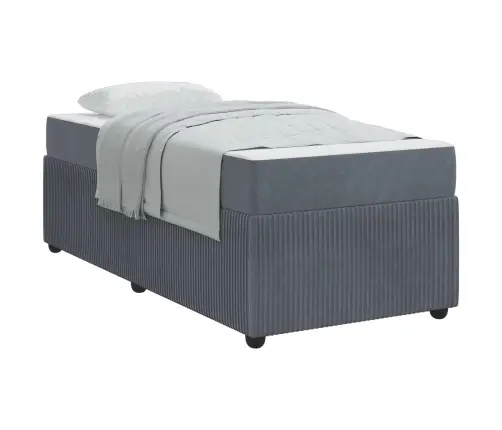 Gultas Rāmis Ar Matraci Tumši Pelēka 90 X 190 Cm Samts Vidaxl