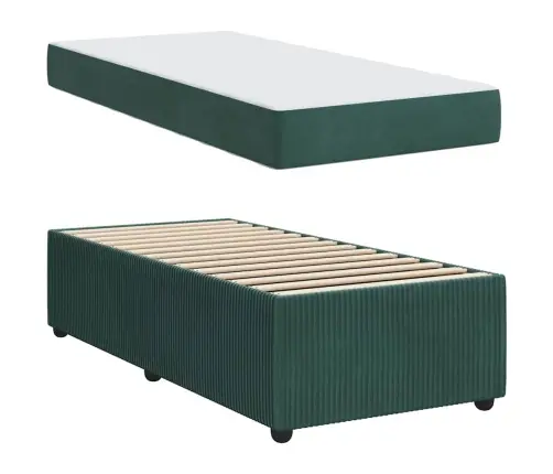 Gultas Rāmis Ar Matraci Cits Tumši Zaļa 90 X 190 Cm Samts Vidaxl