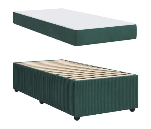 Gultas Rāmis Ar Matraci Cits Tumši Zaļa 90 X 190 Cm Samts Vidaxl
