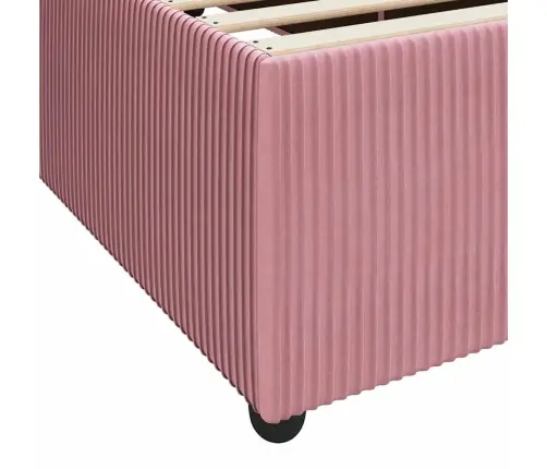 Gultas Rāmis Ar Matraci Rozā 90 X 190 Cm Audums Vidaxl