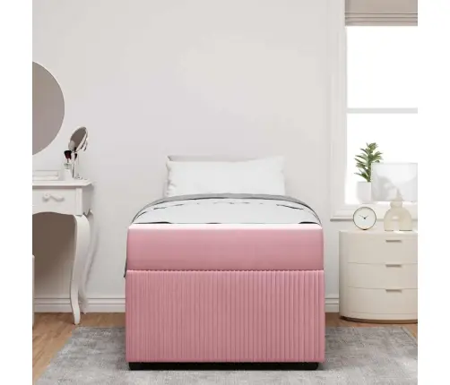 Gultas Rāmis Ar Matraci Rozā 90 X 190 Cm Audums Vidaxl