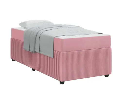 Gultas Rāmis Ar Matraci Rozā 90 X 190 Cm Audums Vidaxl