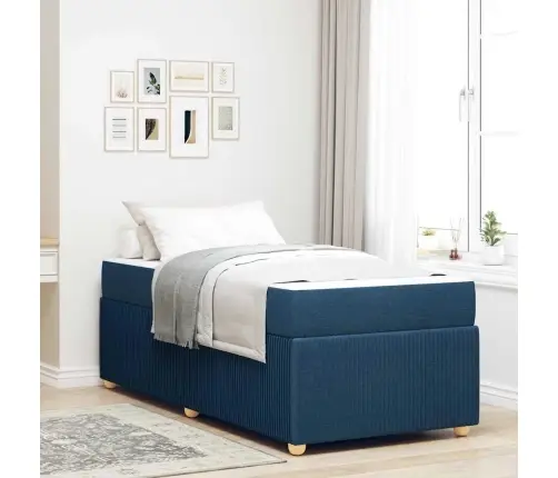 Lovos Rėmas Su Čiužiniu Su Čiužiniu Mėlyna 90 X 200 Cm Audinys