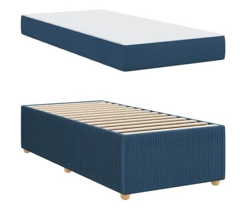 Lovos Rėmas Su Čiužiniu Su Čiužiniu Mėlyna 90 X 200 Cm Audinys