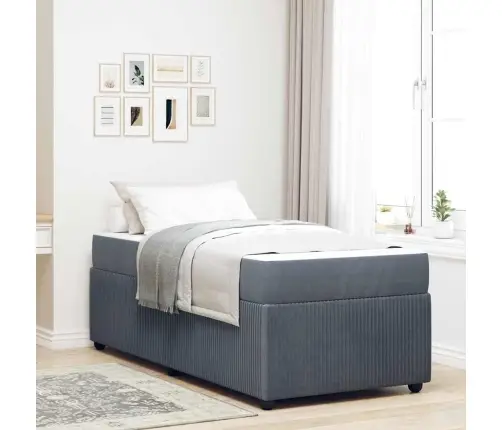 Lovos Rėmas Su Čiužiniu Tamsiai Pilka 90 X 200 Cm Audinys