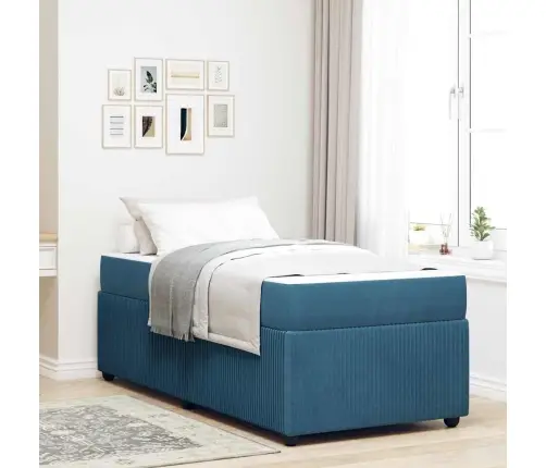 Gultas Rāmis Ar Matraci Zila 90 X 200 Cm Audums Vidaxl