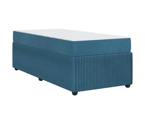 Gultas Rāmis Ar Matraci Zila 90 X 200 Cm Audums Vidaxl